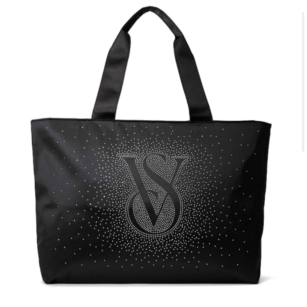 Victoria’s Secret Shine Zipper Tote Bag Holiday 2024 Bling Diamante Graphic new